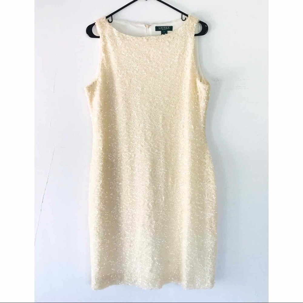 Ralph Lauren🍦Cream Sequined Cocktail Dress